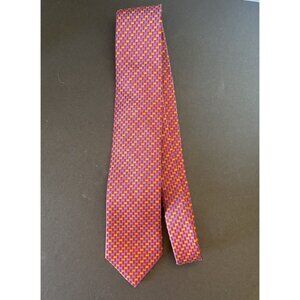 Siegel's men's necktie red blue yellow green geometric 100% silk handmade